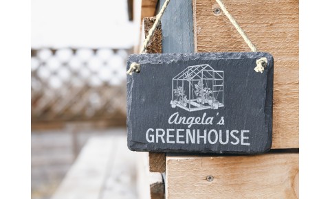 Personalised Green House Slate Hanging Sign